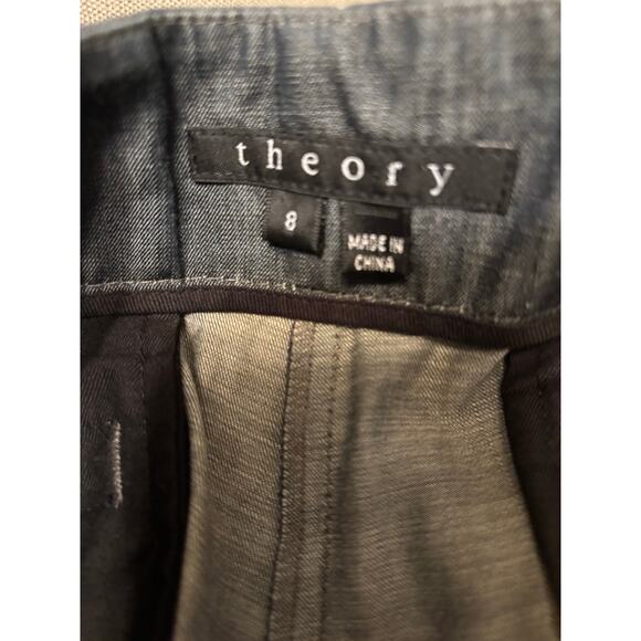 Theory Brionne Greece Wide Leg Pants Blue Size 8 - Picture 2 of 12